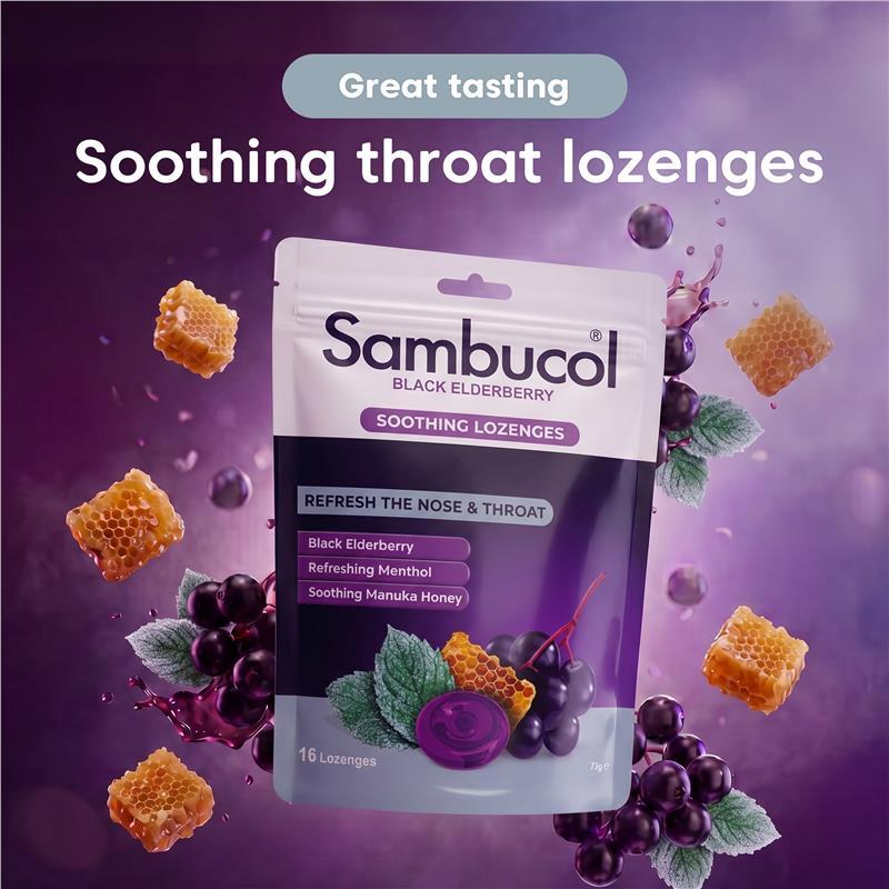 Sambucol Soothing Nose & Throat Menthol & Honey 16 Lozenges