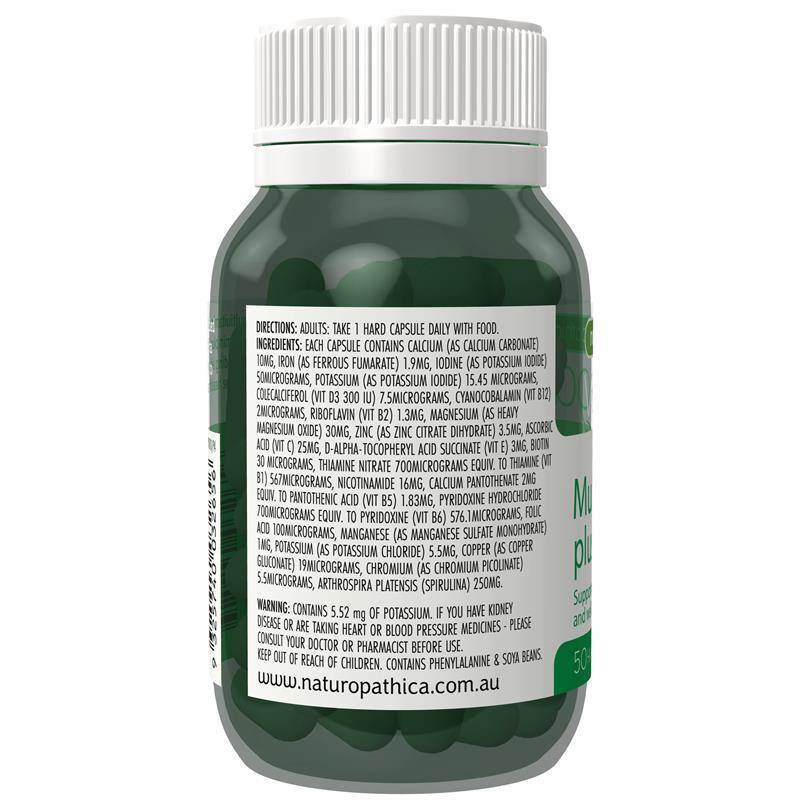 Naturopathica Vegan Multi Vitamin Plus Spirulina 50 Capsules