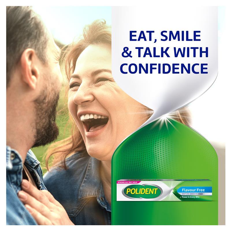 Polident Denture Adhesive Cream Flavour Free 2X60g Pack Exclusive Size