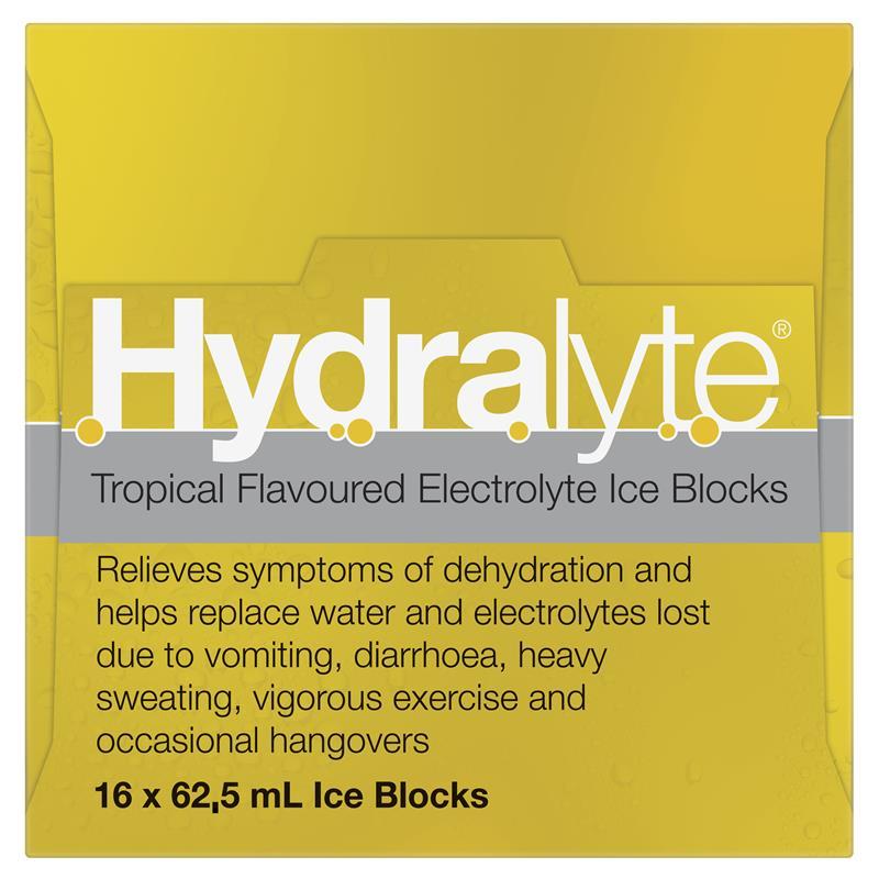 Hydralyte Electrolyte Ice Blocks Tropical 16