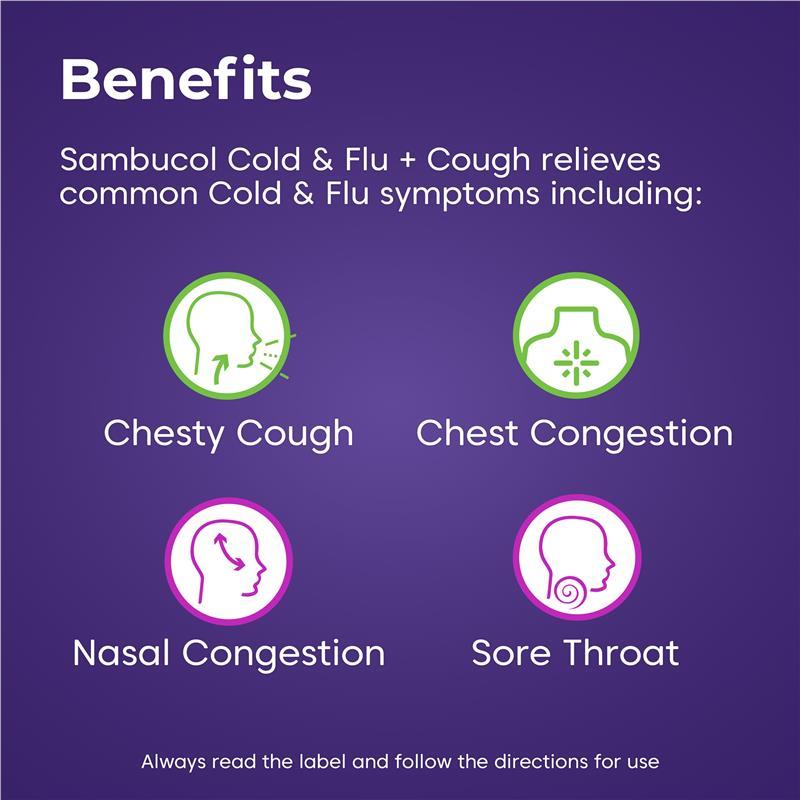 Sambucol Cold & Flu + Cough Liquid 250ml