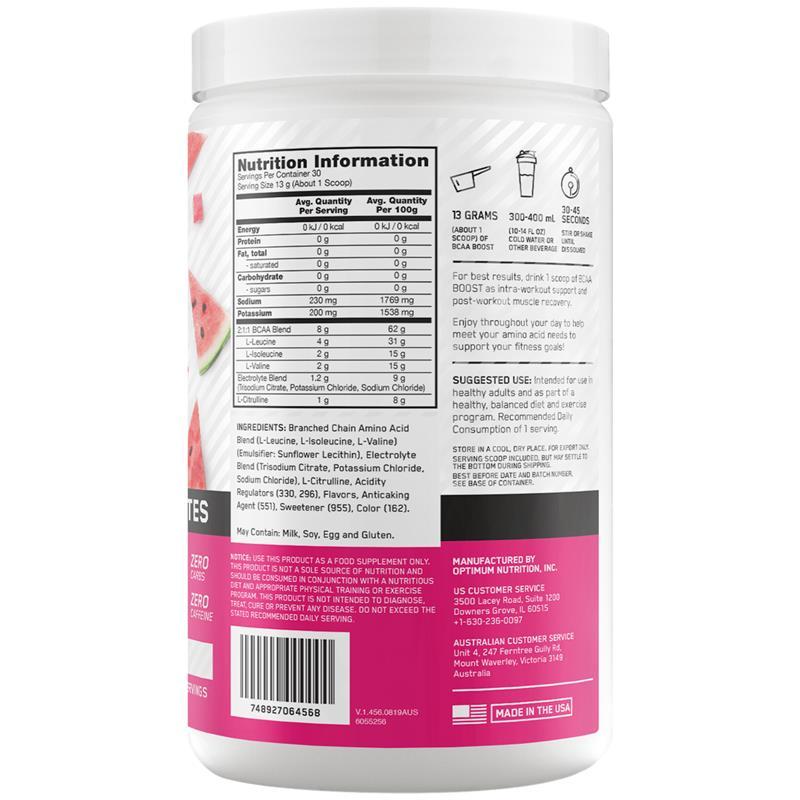 Optima Watermelon Buy Optimum Nutrition BCAA Boost Watermelon 390g online at Chemist ...