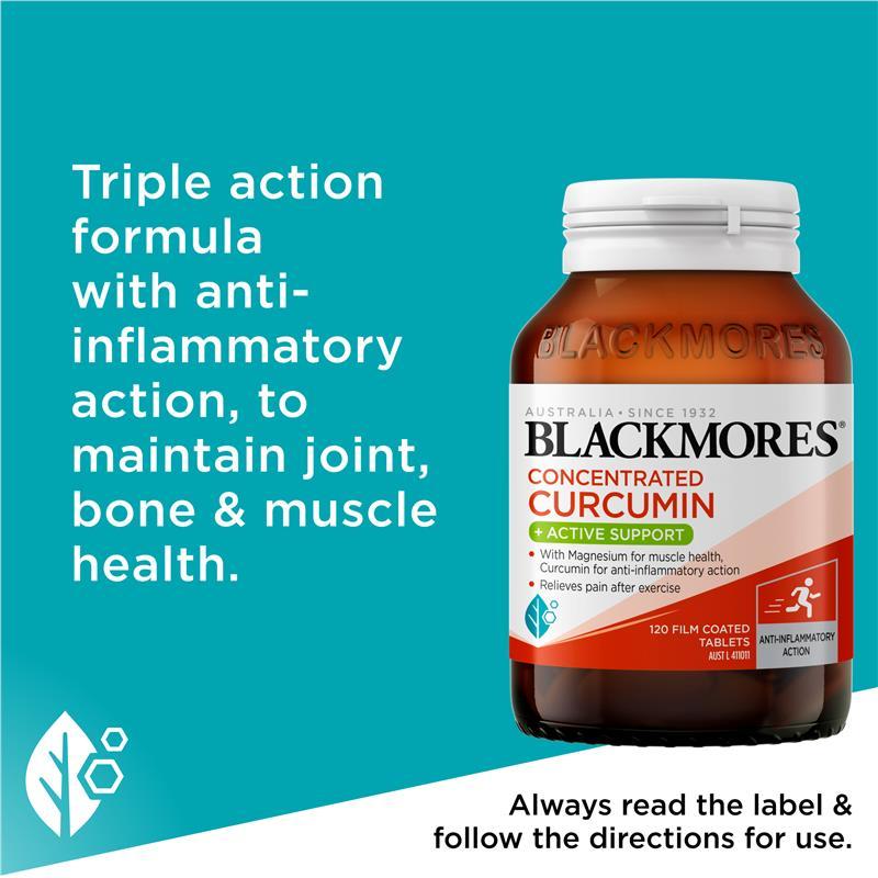 Curcumin Active Buy Blackmores Concentrated Curcumin + Active Support 120 Tablets ...