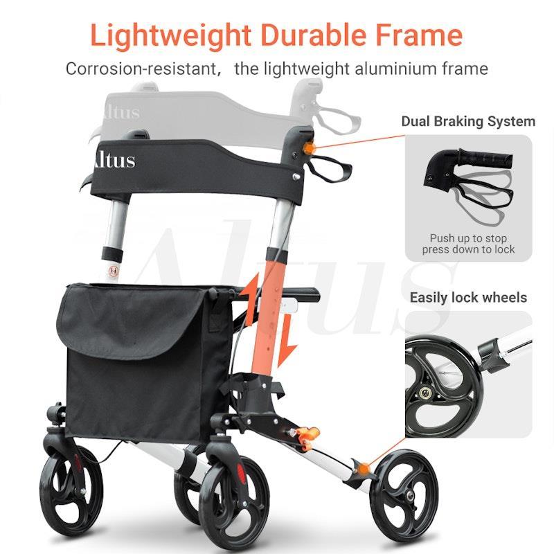A Frame Altus Buy Altus Euro Walker with Seat Mobility Rollator Seat Back Bag ...