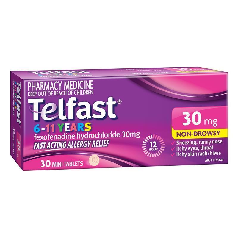 Buy Telfast 6-11 Years 30mg 30 Mini Tablets online at Chemist Warehouse