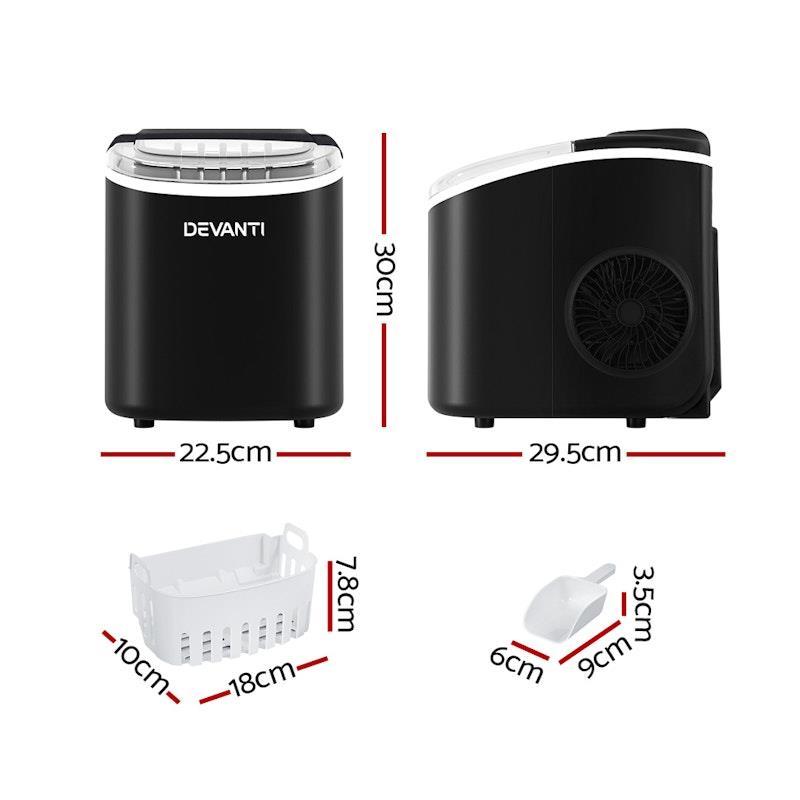 Buy Devanti 12kg Ice Maker Machine w/Self Cleaning Black online at ...