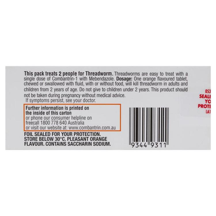 Threadworm Pil Buy Combantrin -1 Threadworm Tablets 2 Pack online at Chemist Warehouse